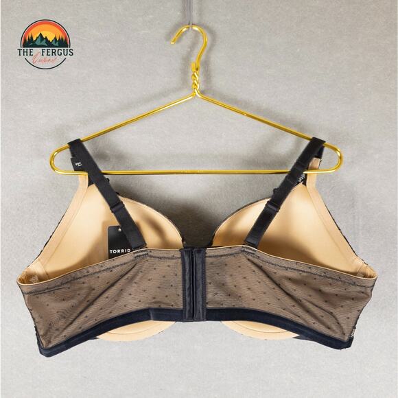 NWT Torrid Push-Up Bra Black XO Plunge Cozy Lace Straight Back Women's Size 44DD - Picture 2 of 9